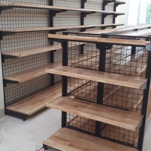 5 Kệ gỗ siêu thị lưng lưới